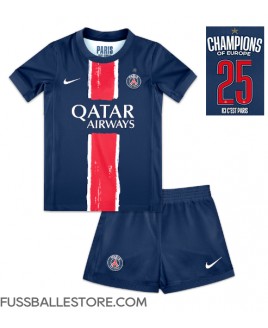 Günstige Paris Saint-Germain Heimtrikotsatz Kinder 2024-25 UCL Champions Kurzarm (+ Kurze Hosen)